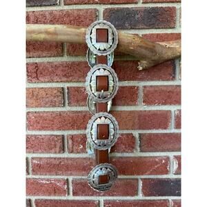 Vintage Brighton Brown Sunflower Concho Belt Size Medium